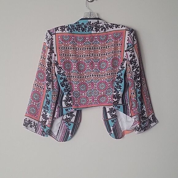NWT Ladakh Scarf XS 2 Print Cropped Boho Office Blazer Colorful Jacket Bolero - Picture 14 of 16